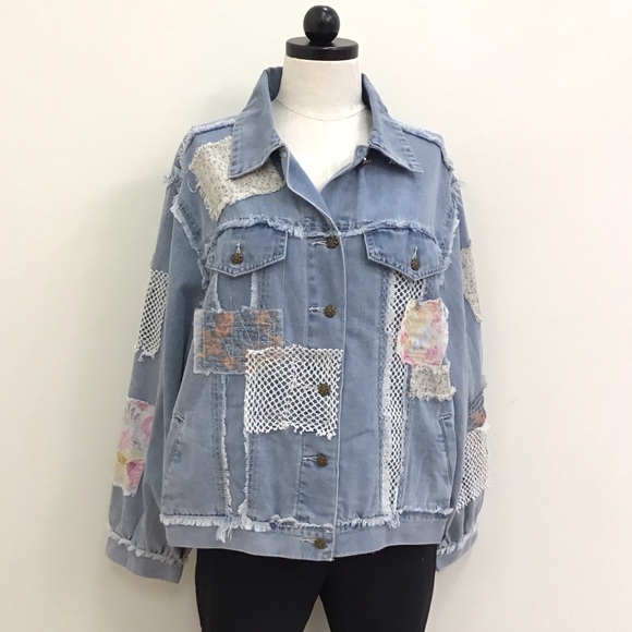 POL Applique Patchwork Zip Up Jacket main image 1